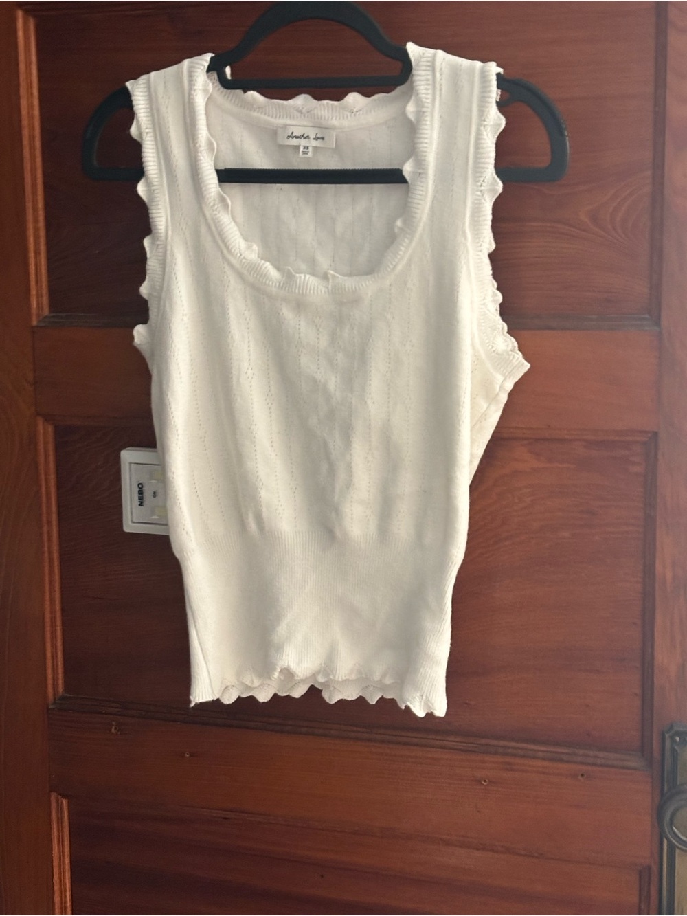 Another Love Cream Scalloped Ribbed Tank